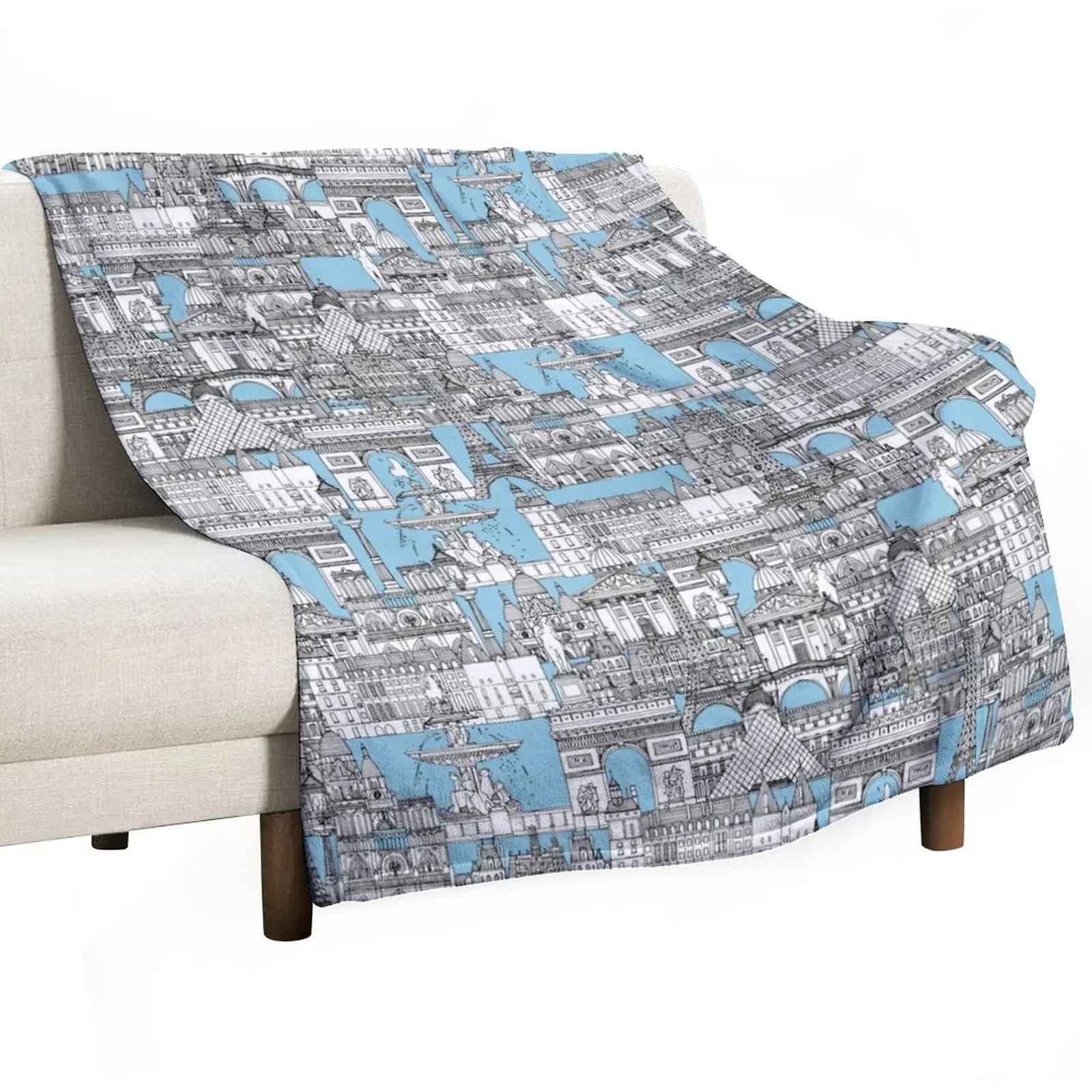 

Paris toile cornflower blue Throw Blanket Decorative Sofa Polar Summer Beddings valentine gift ideas Blankets