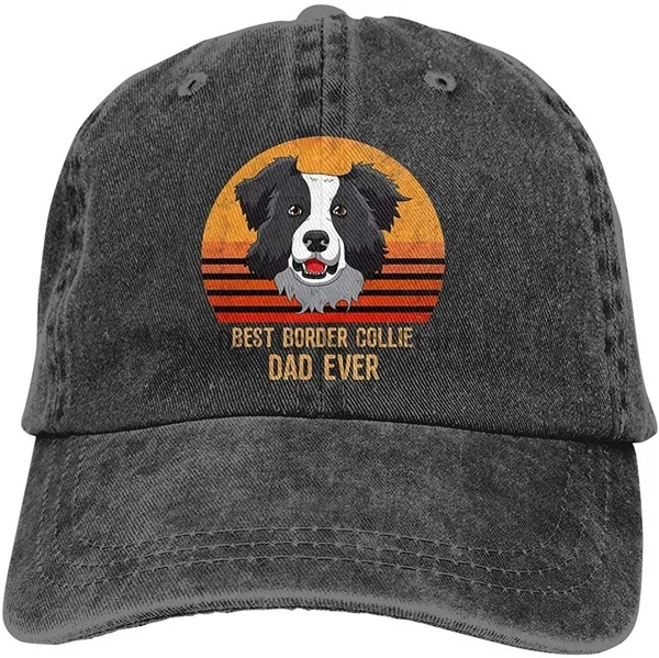 Best Border Collie Dad Ever Baseball Cap Unisex Adjustable Vintage Washed Denim USA