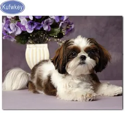 Shih tzu diamond painting dog mosaic full embroidery animal cute pet pattern of rhinestones 5d puppie diy handwork puzzle crafts
