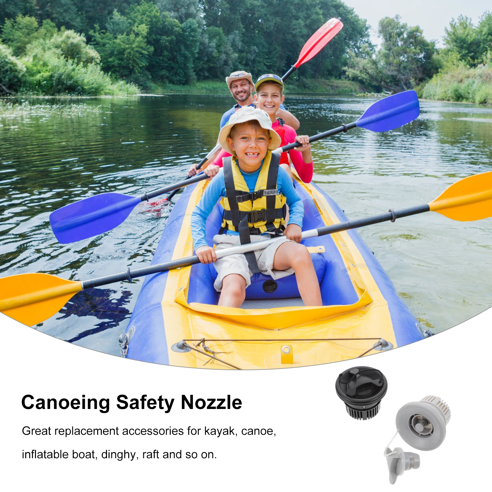 

2 Pcs Kayak Safety Valve Canoeing Nozzle Gas 6 Holes for Pneumatic Boat Dinghy Secure Adapter