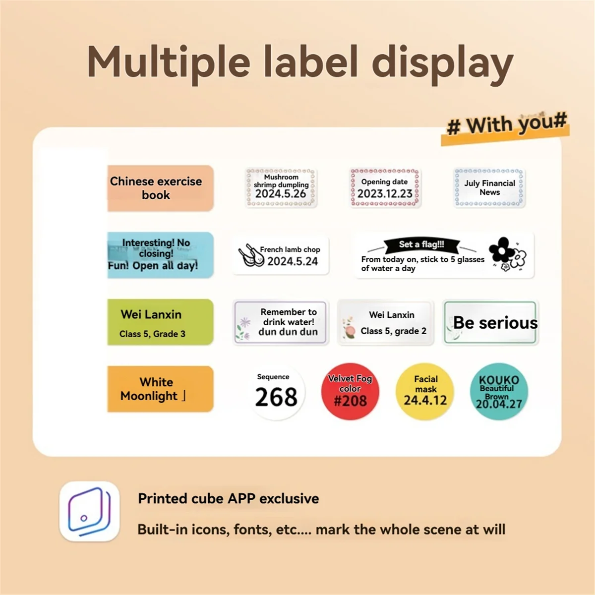 Portable Mini Printer Thermal Label Printer Self-Adhesive Sticker Labels Printer Pocket Handheld Barcode Machine