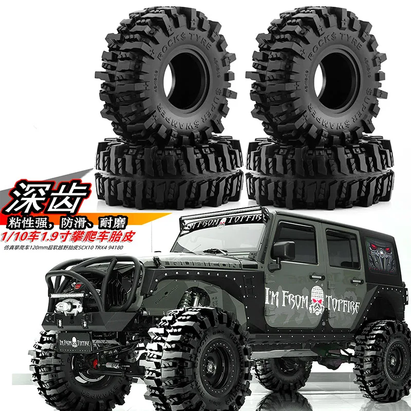 

RS 4PCS 118 MM 1.9" Rubber Rock Tyres Wheel Tires for 1:10 RC Crawler Car Axial SCX10 90046 AXI03007 TRX4 Redcat Gen8