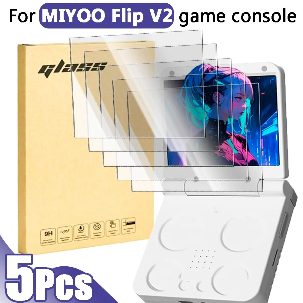 1-5Pcs Tempered Glass for Miyoo-Flip V2 Game Console Anti-Scratch Screen Protectors HD Clear Protective Films for Miyoo-Flip V2