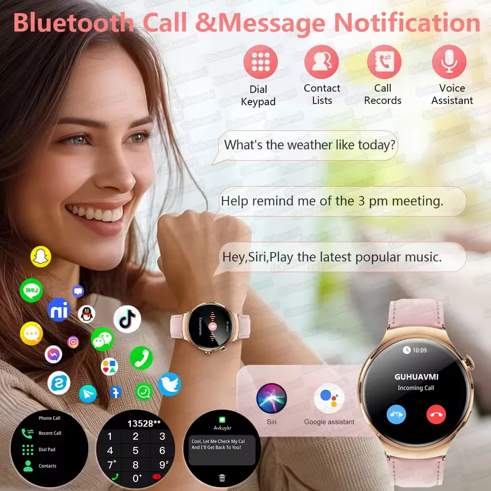 New Lady Fashion Luxury 1.43inch Smart Watch Women 8.9MM Ultra-thin GPS Heart Rate Bluetooth Call Waterproof Smartwatches Women