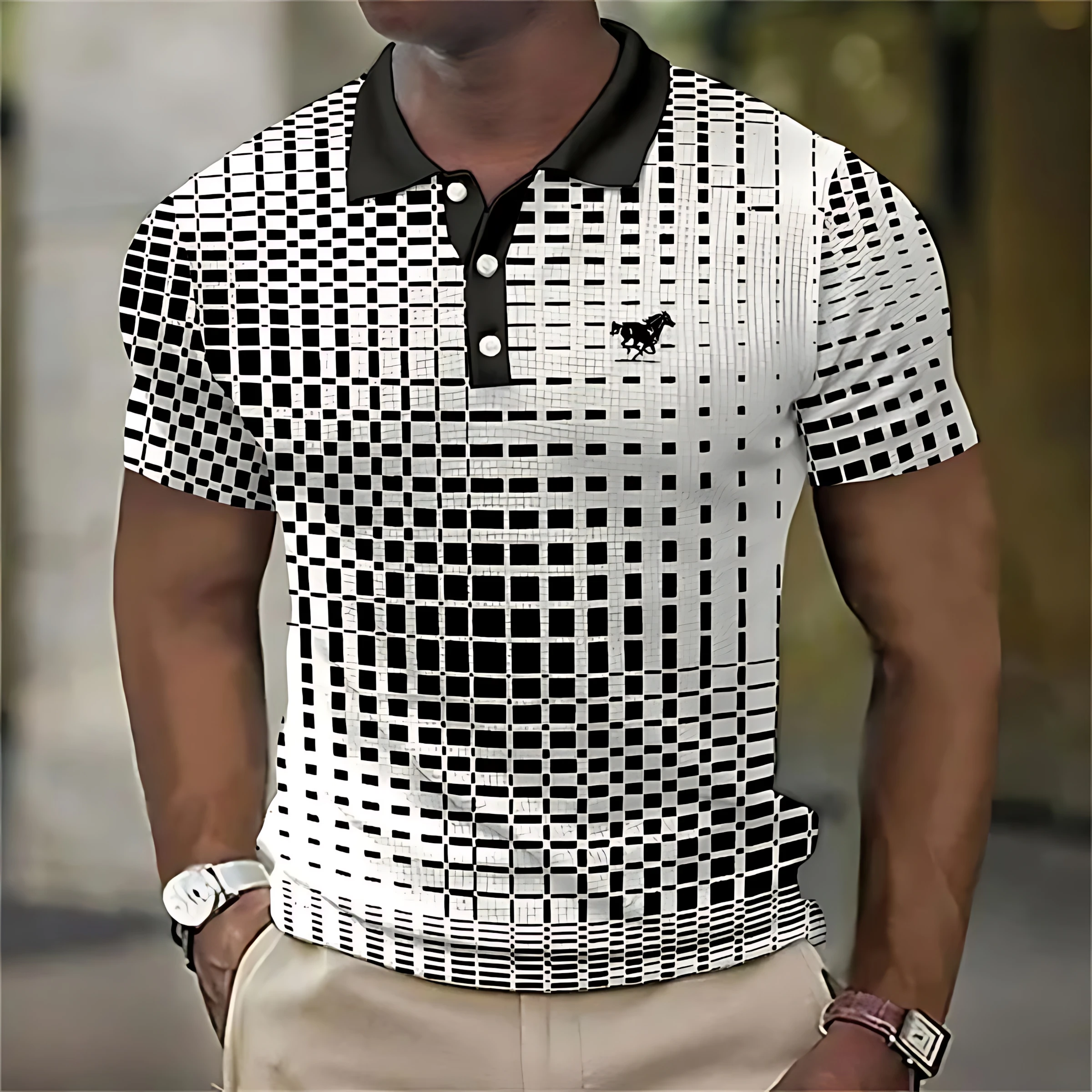 The 2025 summer new men's POLO shirt is breathable sweat-absorbent casual and fashionable with 3D printed men's T-shirt