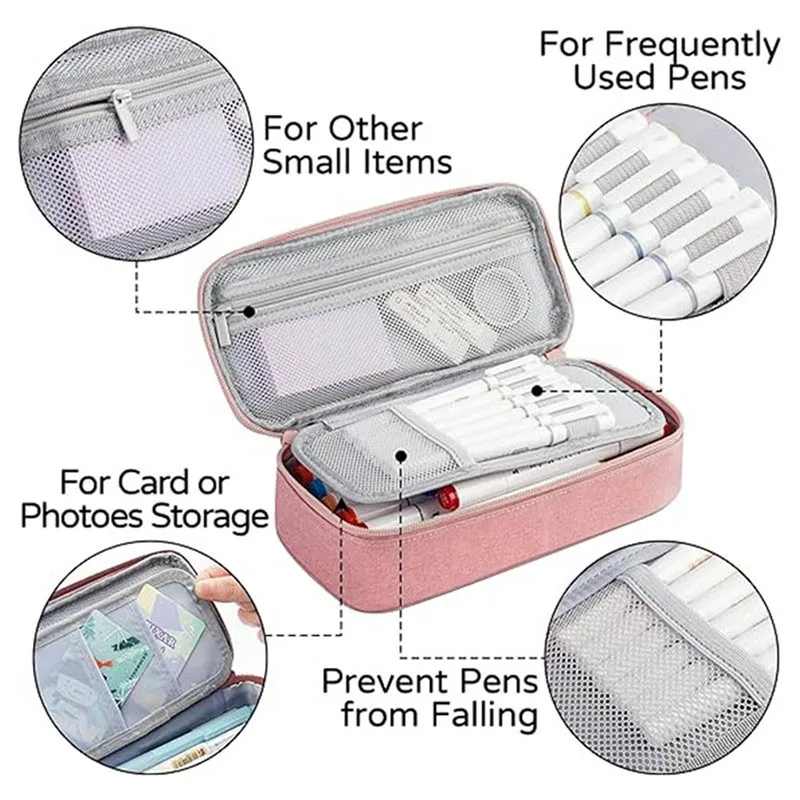 حقيبة أقلام رصاص بسعة كبيرة ، حقيبة محمولة للطلاب ، صندوق كوري متعدد الوظائف من أكسفورد ، أدوات مكتبية مدرسية #4