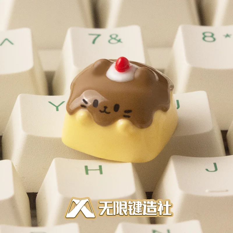 DIY Pudding Cat Cute Keycaps Original Personalized Custom Resin Mechanical Keyboard Keycaps Single ESC Key