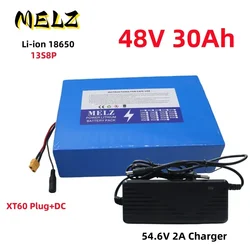 48V 30Ah 30000mAh 18650 lithium battery pack 13S8P large capacity suitable for 48V 250-1500W built-in BMS+54.6V2A charger