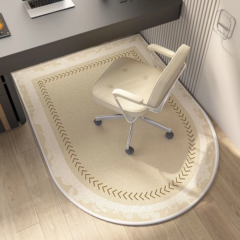 VIKAMA Cream Beige Half Moon Office Chair Rug Stain Resistant Non Slip Floor Protector Mat for Desk Indoor Home Decoration