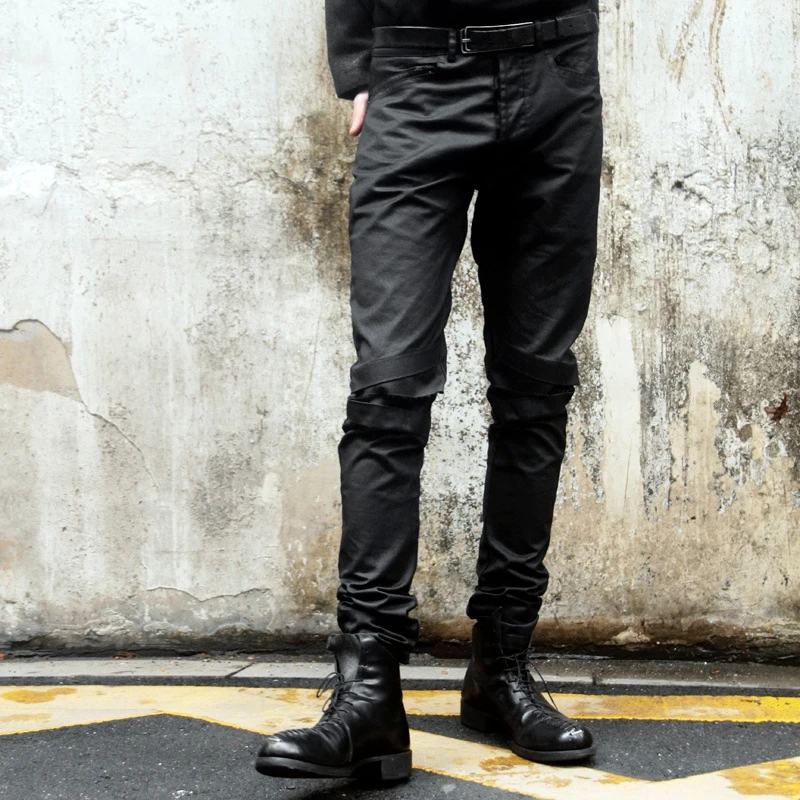 Independent Wax Wash Three-dimensional Pleated Hole Slim Fit Four Season Jeans For Men Fashion New Tide Niche Pants