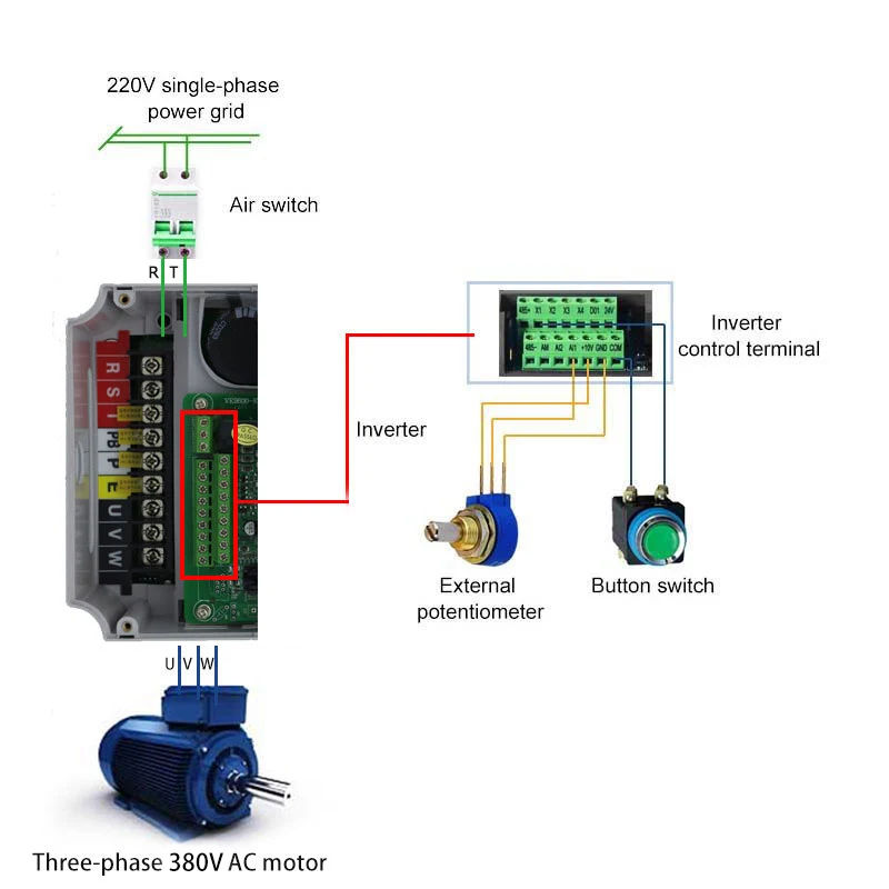 

220V VFD Frequency Inverter Single-Phase Input to 3-Phase 380V 1.5KW-11KW Output Frequency Converter Variable Frequency Drive