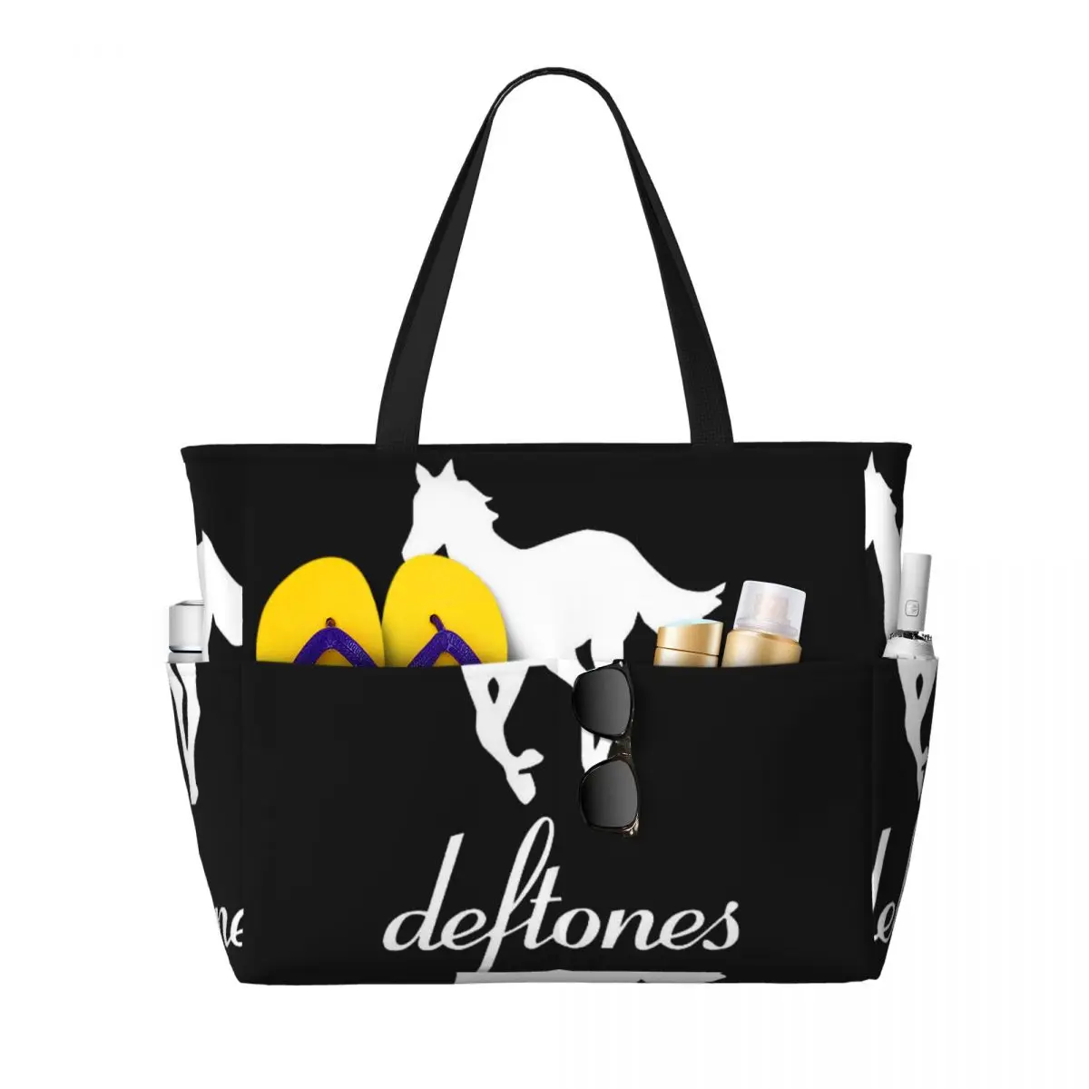 

PP Skull Deftone White Ohms Around Beach Tote Bag Sport Gym Yoga Duffle Large Tote Bag Women Travel Bag Fitness bag