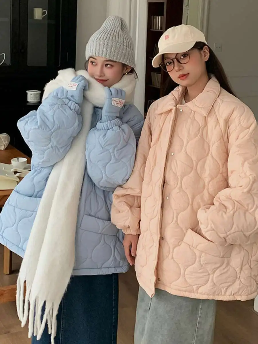 Retro Plaid Cotone Donna Autunno Inverno Nuovo Sle Cappotto di pelliccia di agnello allentato Thiened Pane Sle Versione coreana Cotone Clo