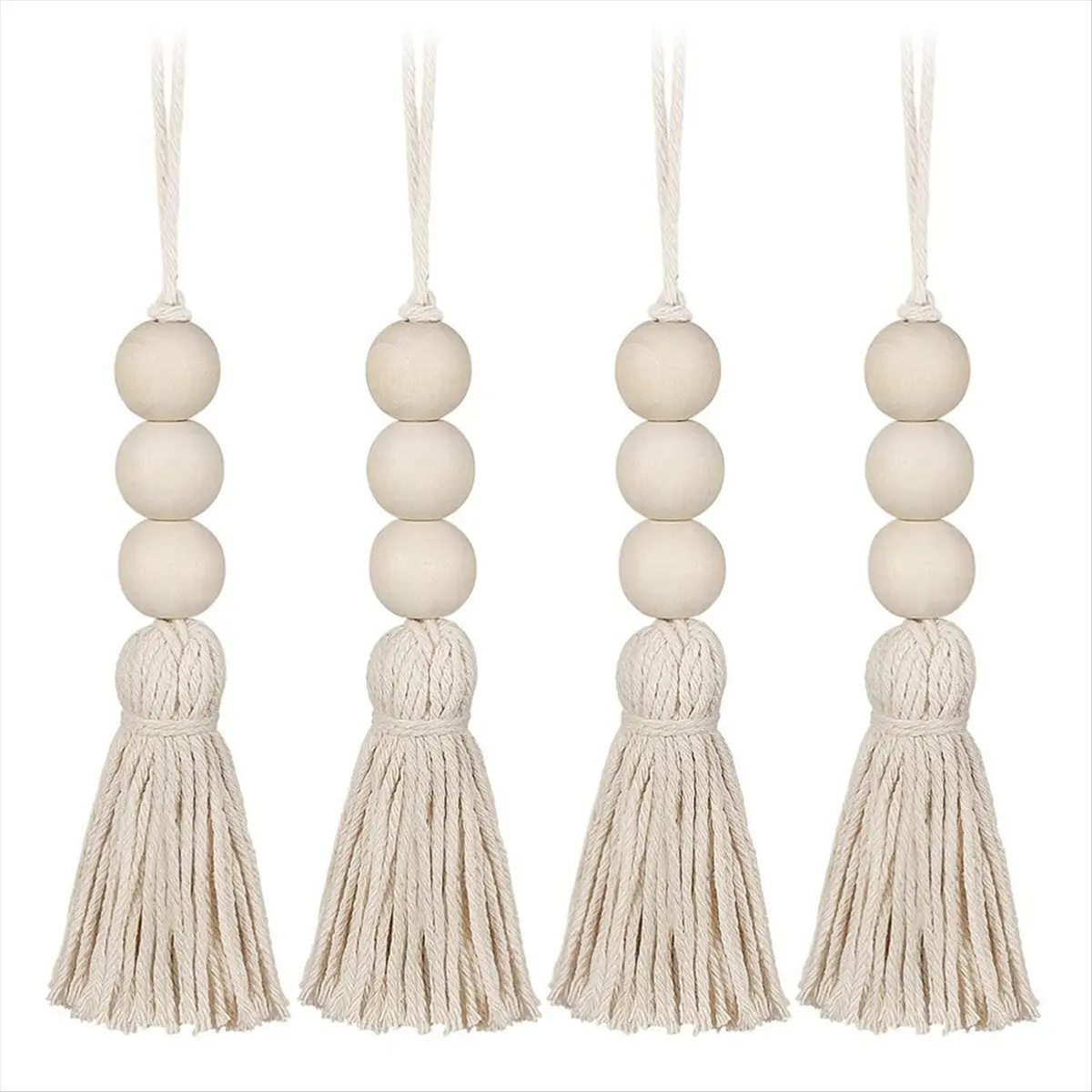 REST Wood Bead Garlands,Farmhouse Beads Tassels, Rustic Country Decor Prayer Beads for Home Door Knob Decor(4Pcs)