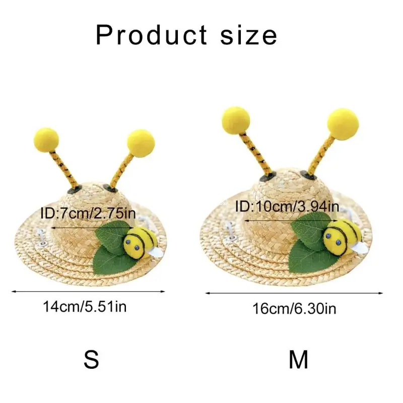 Creative Permeable Pet Straw Hat Cosplay Farmer Hat Handmade Sun Sombreros Hat