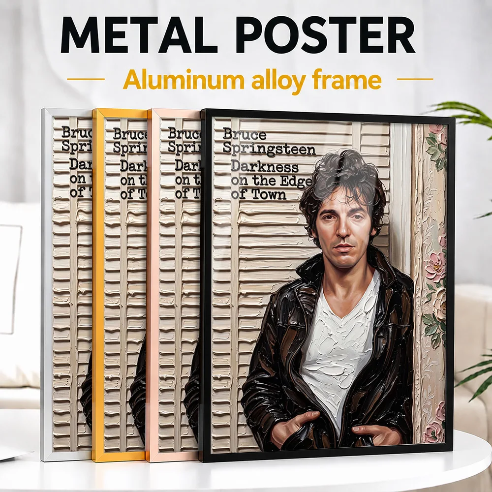 Bruce Springsteen Darkness On The Edge Of Town Album Framed Metal Print Customized Songwriter Legacy Wall Art For Room Fan Gift