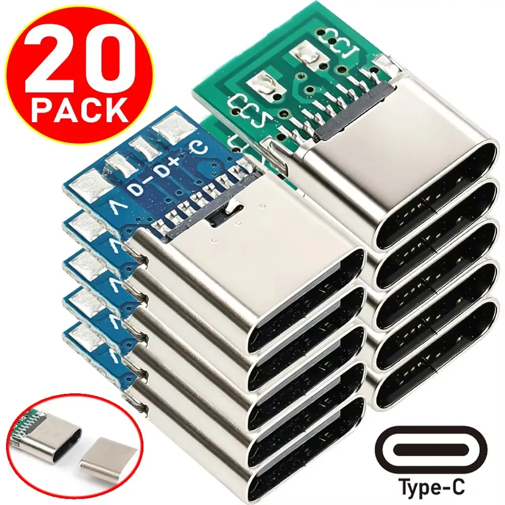 20/10/1 szt. Złącze USB 3.1 Typ C 5/6 Pinów Żeńskie/Męskie Gniazdo Adapter do Lutowania Przewodów Obsługa Płytek PCB Hurt