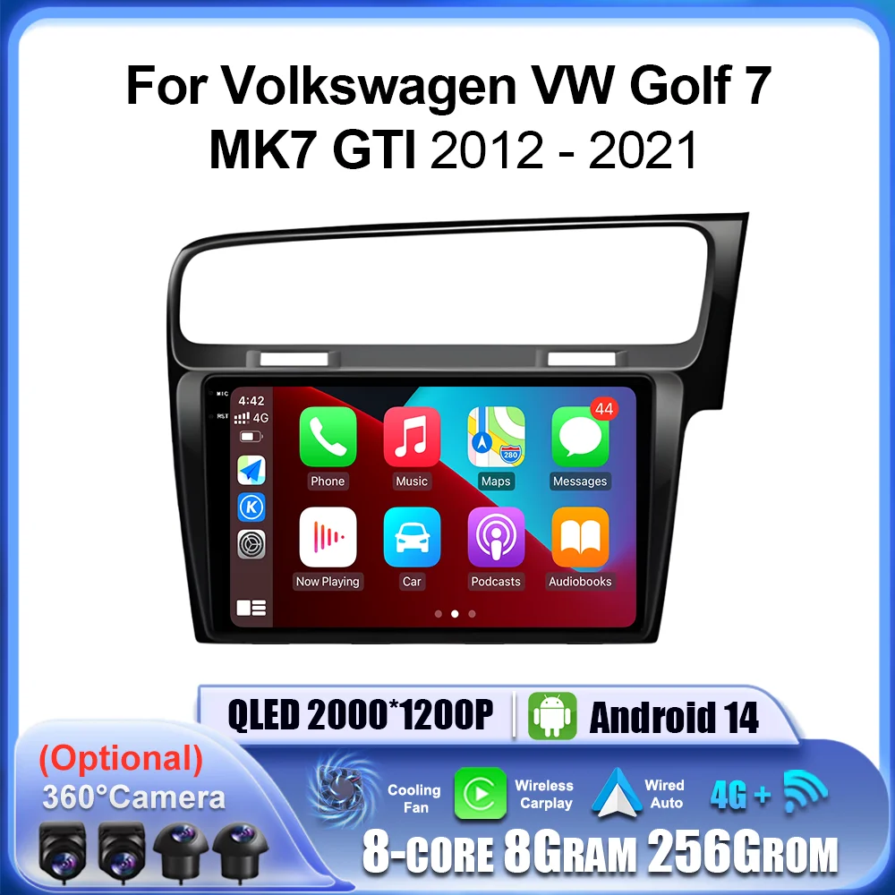 10 '' Right Hand Drive Wireless Carplay Car Radio for Volkswagen VW Golf 7 MK7 GTI 2012 - 2021 Android System Multimedia Player