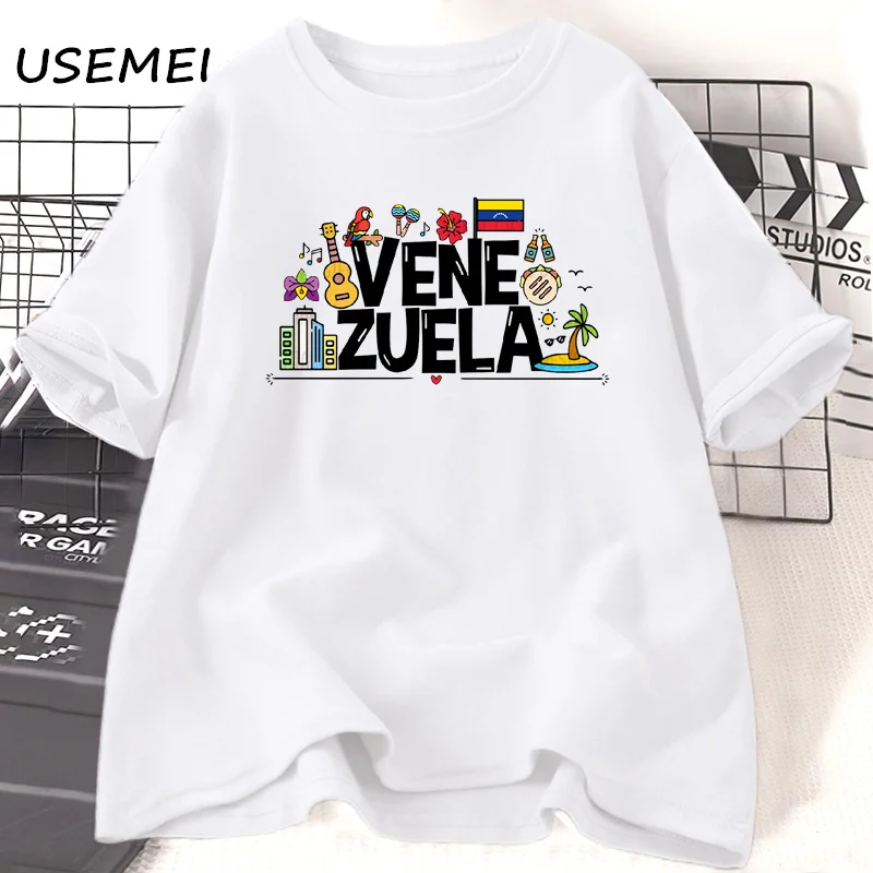 Venezuela Flag Graphic T Shirts Women Men Casual Cotton Short Sleeve Tees Streetwear Unisex Round Neck Women's Clothing