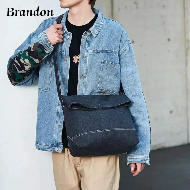 High end men's designer classic practical crossbody bag trend versatile shoulder bag canvas lightweight mailman bag casual