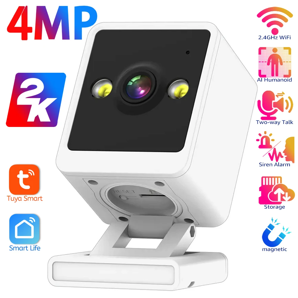 

2K Мини -камера домашней безопасности Маленькие крытые камеры Wi -Fi 4MP крошечная няня камера АИ -оповещения о обнаружении человека Ночное видение Двухсторонний аудио Камера слежения Tuya Smart