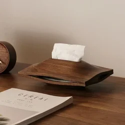 Luxury Solid Wood Tissue Box  Living Room Paper Box Household Black Walnut Paper Wood  Box Office Coffee Table Desk Decoration