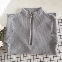 Autumn Winter Turtleneck Women Sweater Long Sleeve Zipper Neckline Knitted Pullover Female Sweater Slim Basic Knitted Jumpers 4