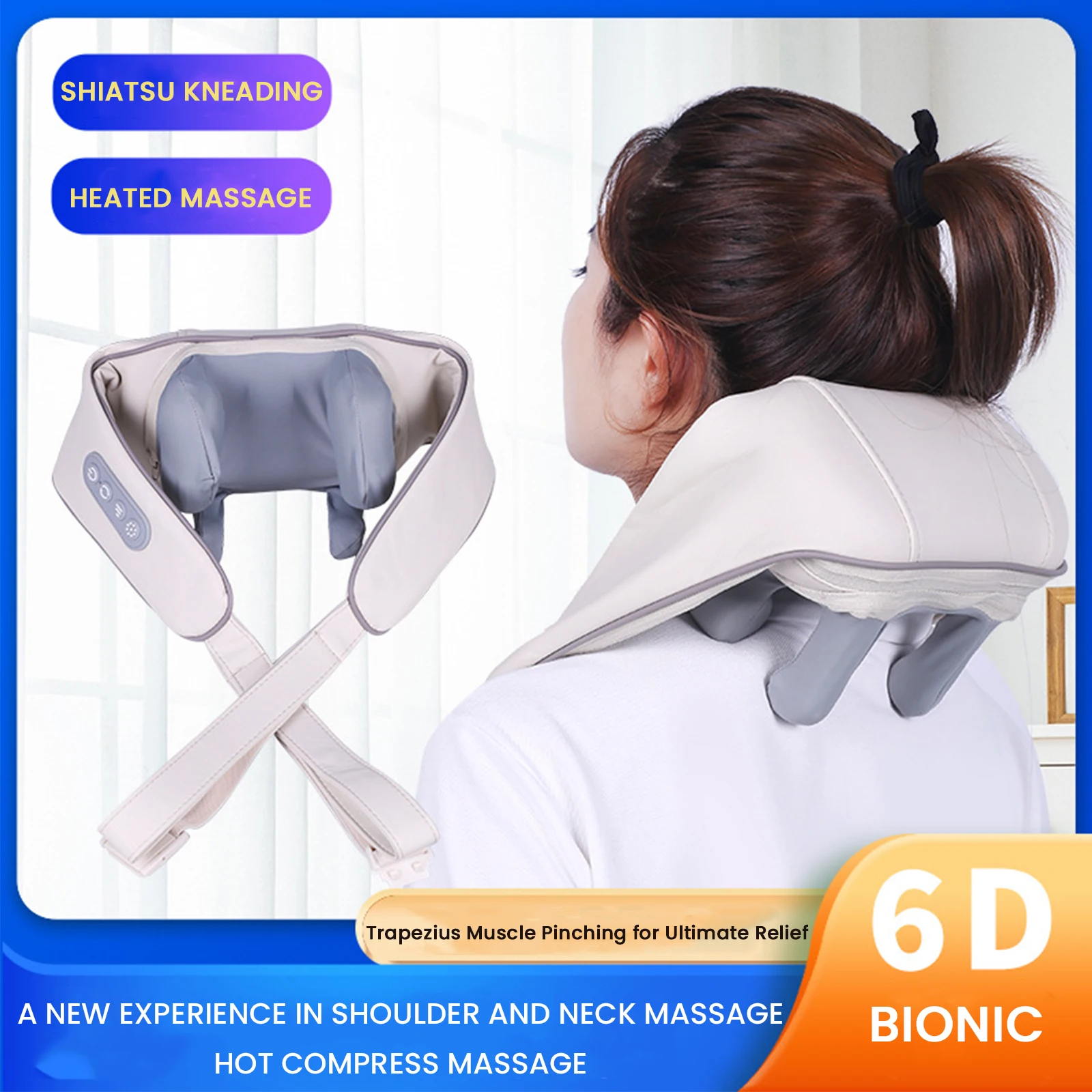 

Neck and Shoulder Massager Cordless Back Massager with Heat Deep Tissue Shiatsu Electric Massager Gifts for Dad Mom Friend