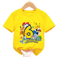 pokemon T-shirt Cute Summer Cotton Pullover Birthday Number 1-9 Top Kawaii Boy Girl Chase Skye Printed Casual Clothes Gifts