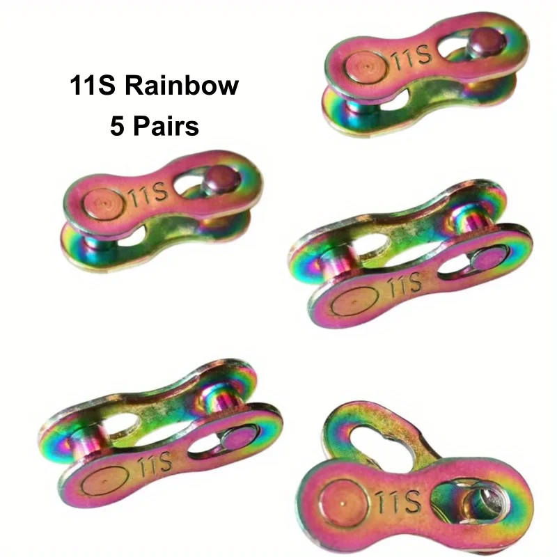 5 Paar Fahrrad-Kettenverbindungsstücke für 1-, 6-, 7-, 8-, 9-, 10-, 11-, 12-Gang-Ketten, CP, Gold & Regenbogenfarben – Detail 21
