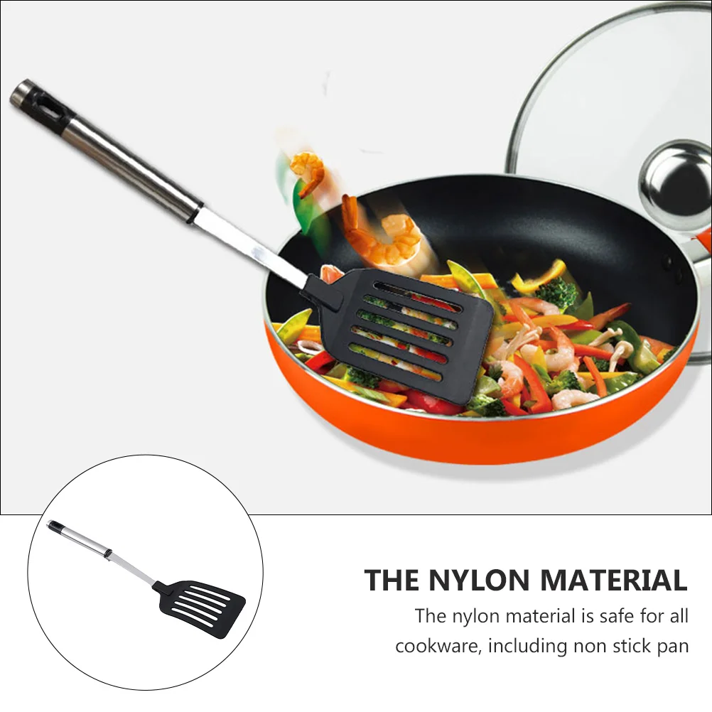 

2 pcs Spatulas Stainless Steel Nylon Slotted Turner Non-stick Kitchen Utensils Safe All Pans Easy Cleanup Construction