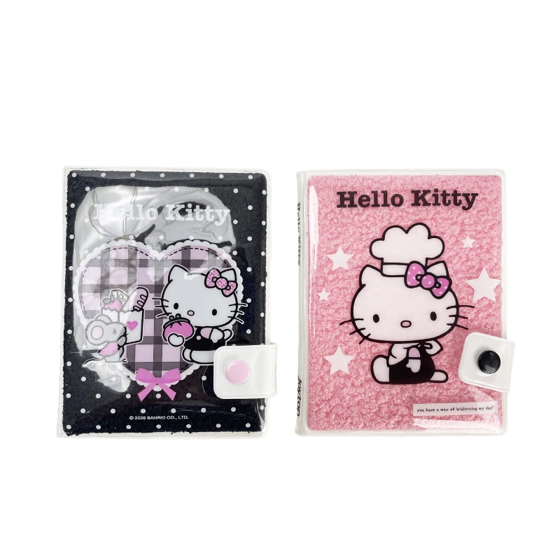 MINISO Sanrio Hello Kitty Notebook 64K 96 Page Plush Cover Snap Closure Journal Cute Diary Writing Notepad School Stationery