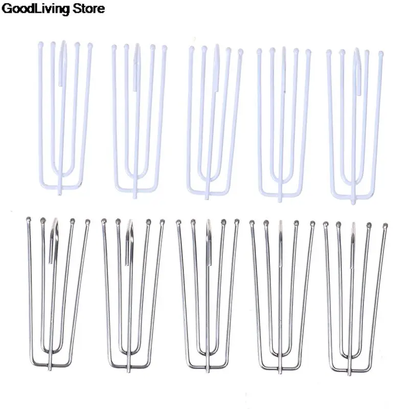 50Pcs Four Fork Metal Anti-rust Curtain Tape Hook Curtain Cloth Ring Clamp Top Rod Stainless Steel Curtain Accessories 7x2.5cm