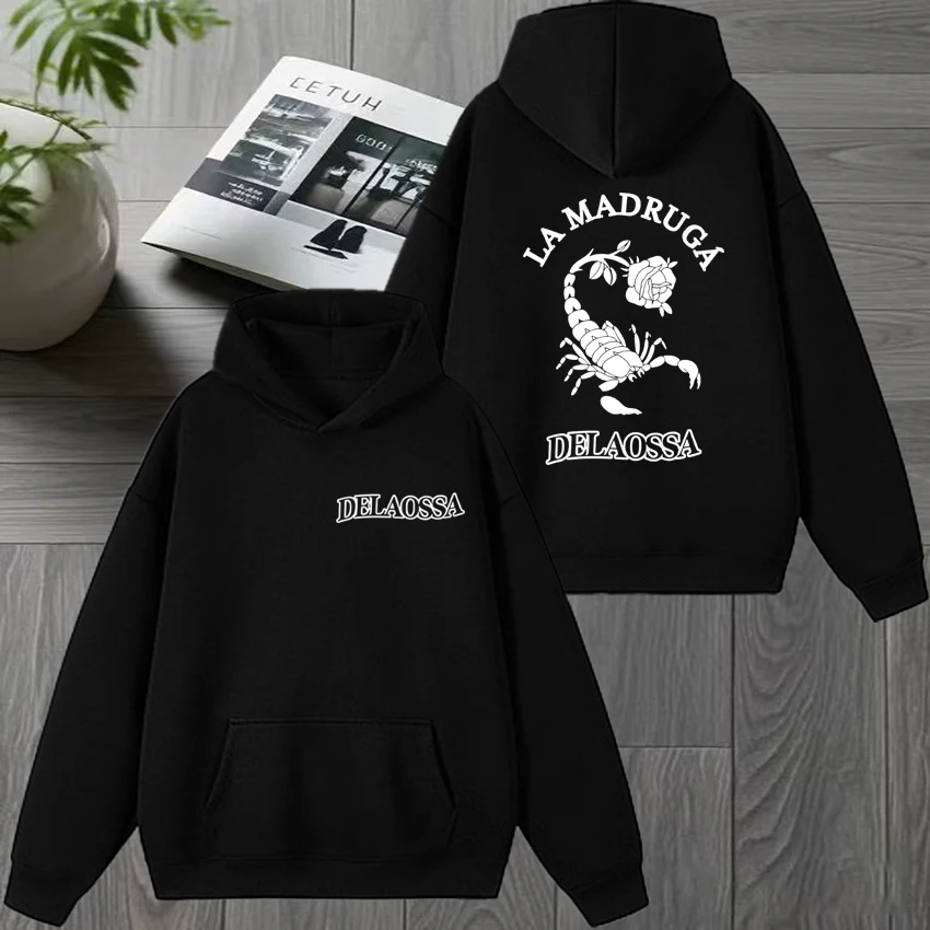 

Hot Rapper Delaossa La Madruga Tour 2026 Double Sided print Hoodie Men women harajuku fashion Sweatshirt Unisex Fleece pullover