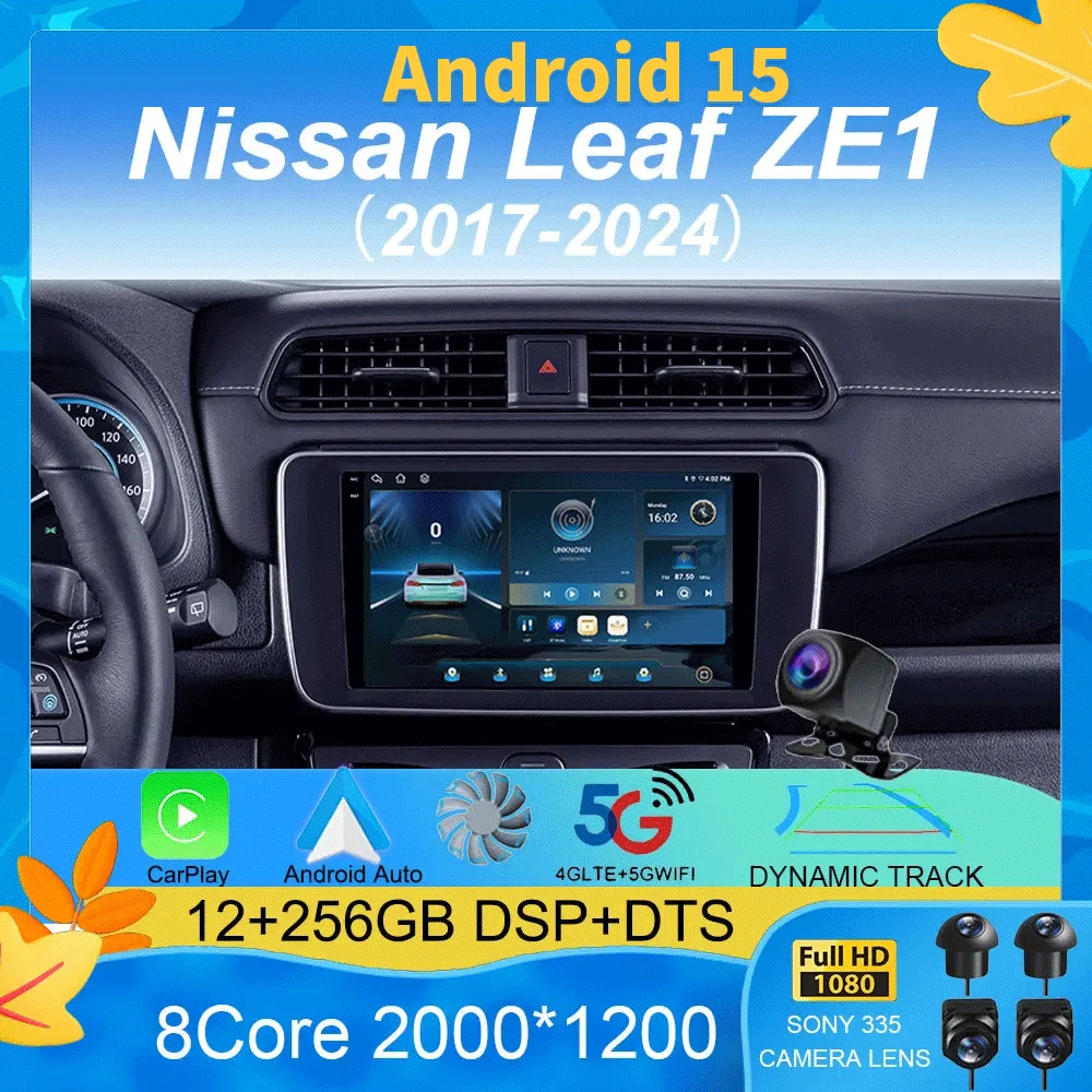 

Android 15 For Nissan Leaf ZE1 2017 - 2024 Octa-Core HU 4G Car Radio Multimedia Video Player Navigation GPS 360 camera Wifi