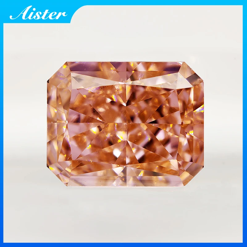 Padparadscha Radiant Crushed Ice Cut Cubic Zirconia High Carbon Diamond Lab Zircon CZ 4K Cutting 5A+ Quality for Jewelry Making