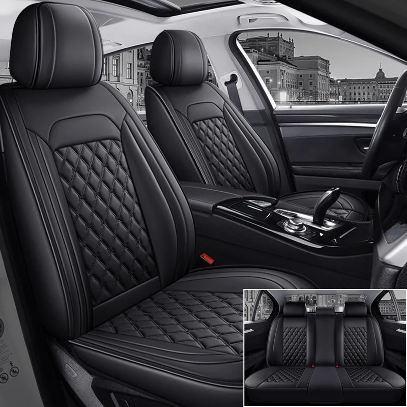 5-seater Full Set of Car Seat Cover, PU Leather Full Wrap-around, 3D Three-dimensional Structure, Comfortable, Fits Most Cars
