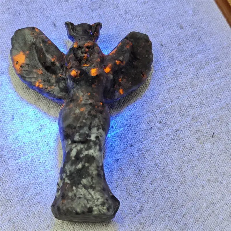 Natural Black Obsidian And Yooperlite Goddess Carving Reiki Faith Handicraft Ornaments Healing Home Decoration Gift 1pcs view 5