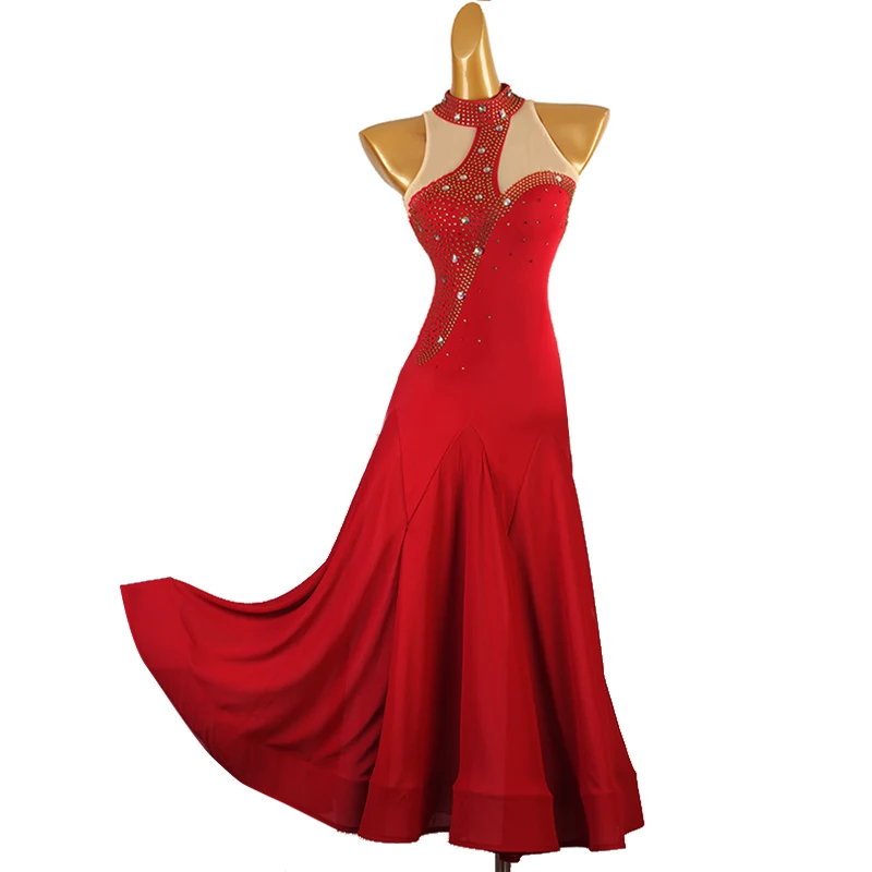 

New Women's Latin Dance Modern Dance Dress Luxury Hot Diamond Sexy Fishtail Dress Tango Chacha Latin Dance Performance Dress