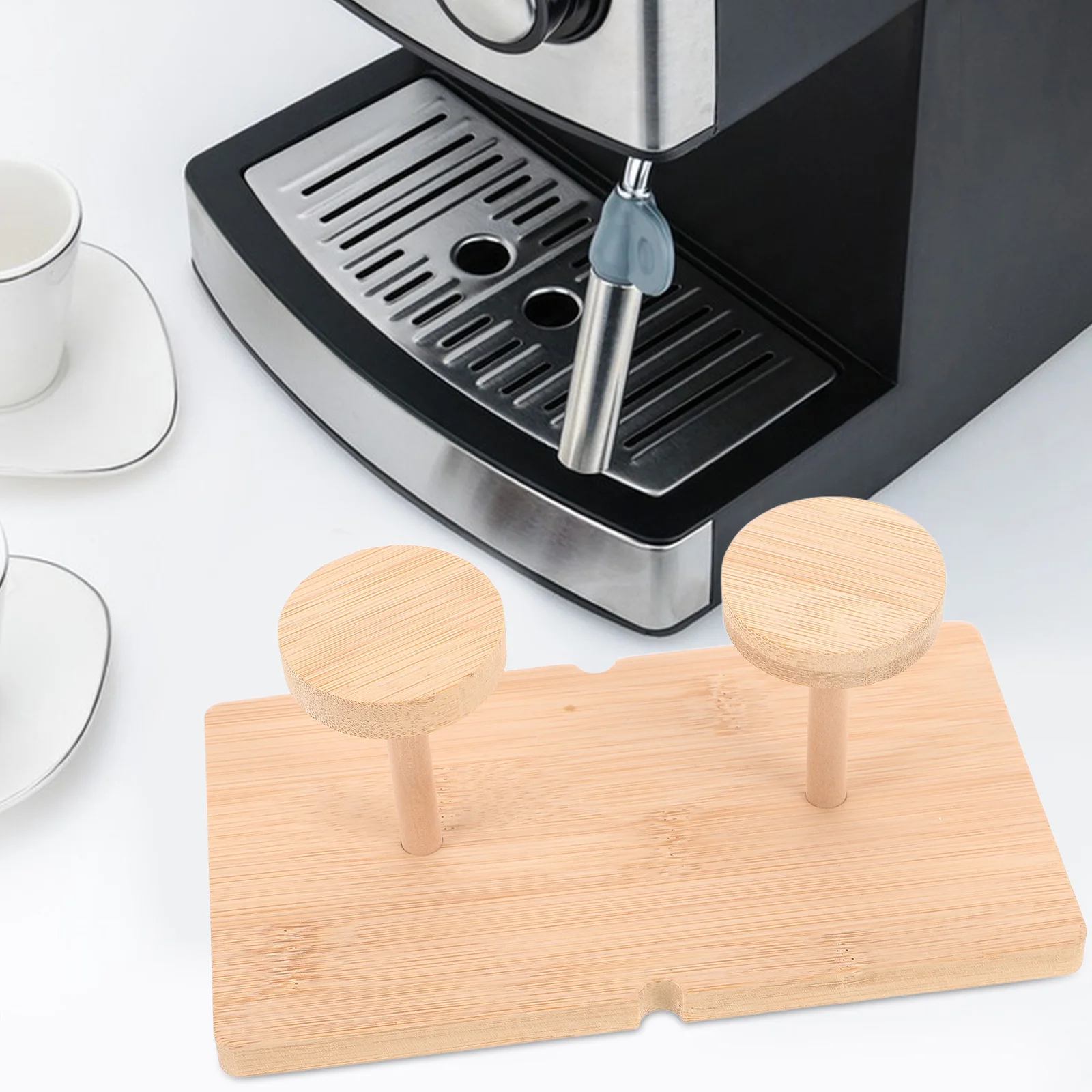 

Bamboo Paper Cup Organizer Stackable Coffee Cup Rack 2 Compartments Compact Vertical Storage Disposable Paper Cups