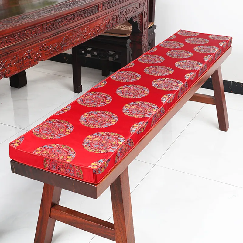 

Custom Bench Seat Cushion Covers Lucky Chinese style Non-slip Zipper Silk Brocade Lounge Chair Sofa Seats Pads Cover