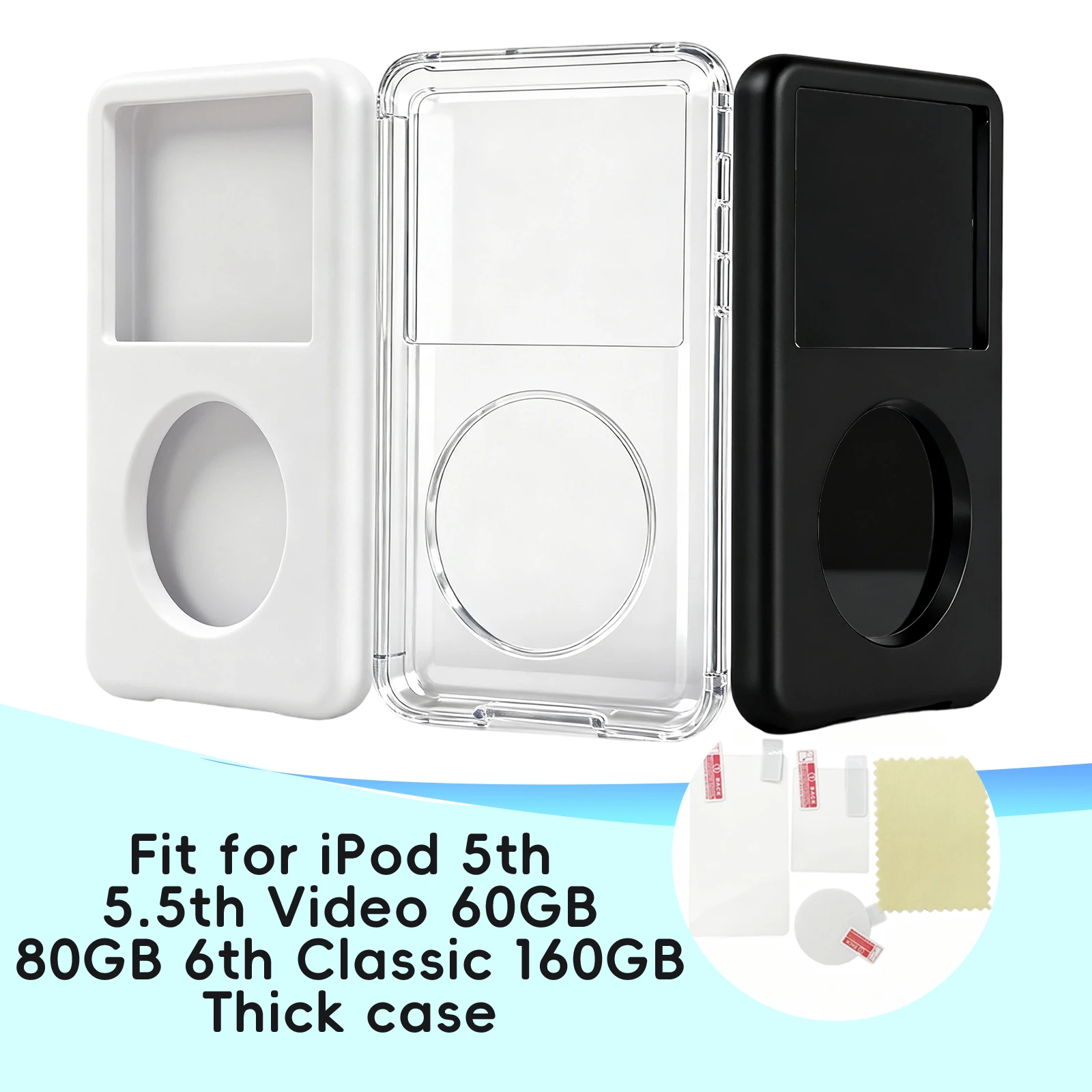 Dicke Version Klare Schwarz-Weiße Hartschutz-Hülle für iPod 5. 5.5. Generation Video 60GB 80GB 6. Generation Classic 160GB Schutzfolie – Detail 1