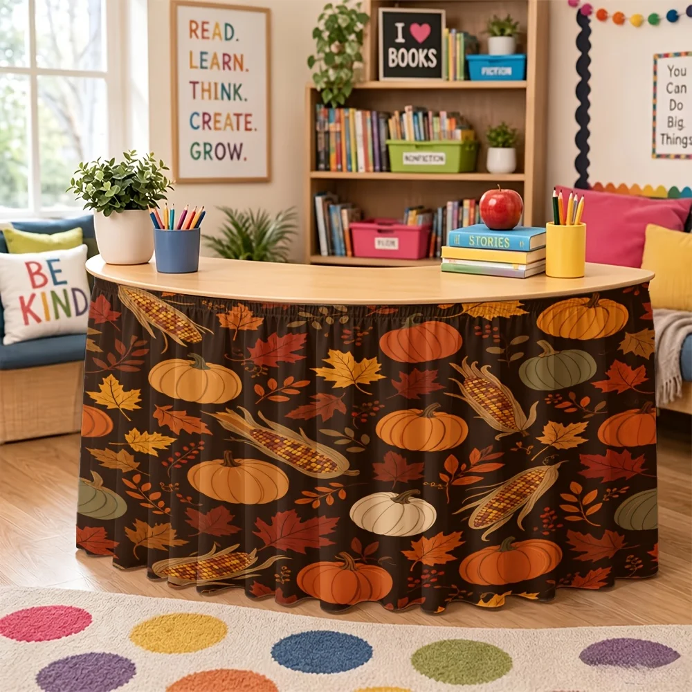 Halloween, Christmas, homecoming, party table dresses, 1-piece pumpkin, corn, maple leaves and other printed elements