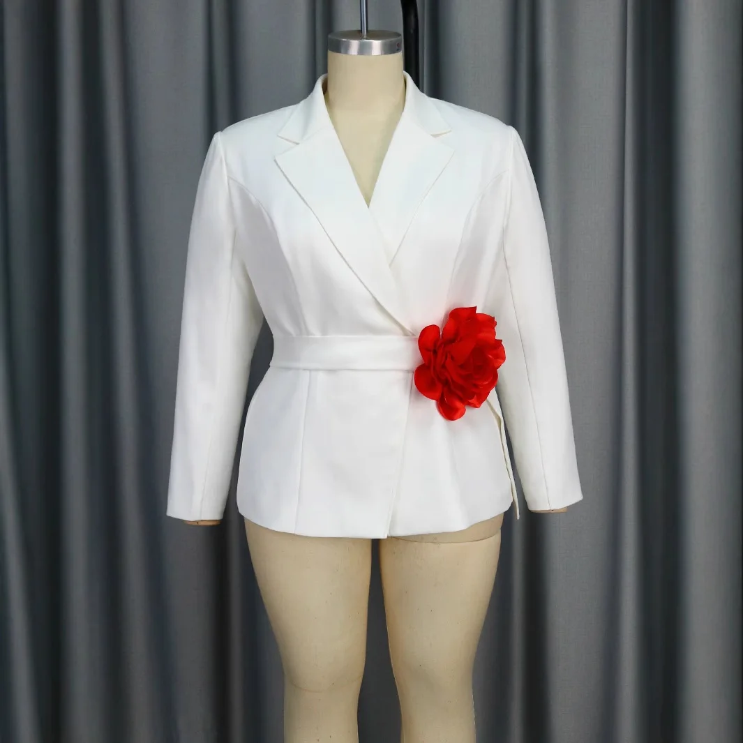 New Fashion V-neck Long Sleeve Blazer Floral Color-blocking Slim Fit office Top Tops Am 041028