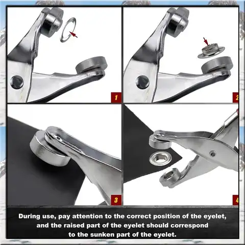 AS59 -1/2 인치 그로멧 도구 키트, 그로멧 키트, 가죽, 벨트, 신발, 직물용 200 실버 금속 구멍이 있는 가죽 펀치 플라이어