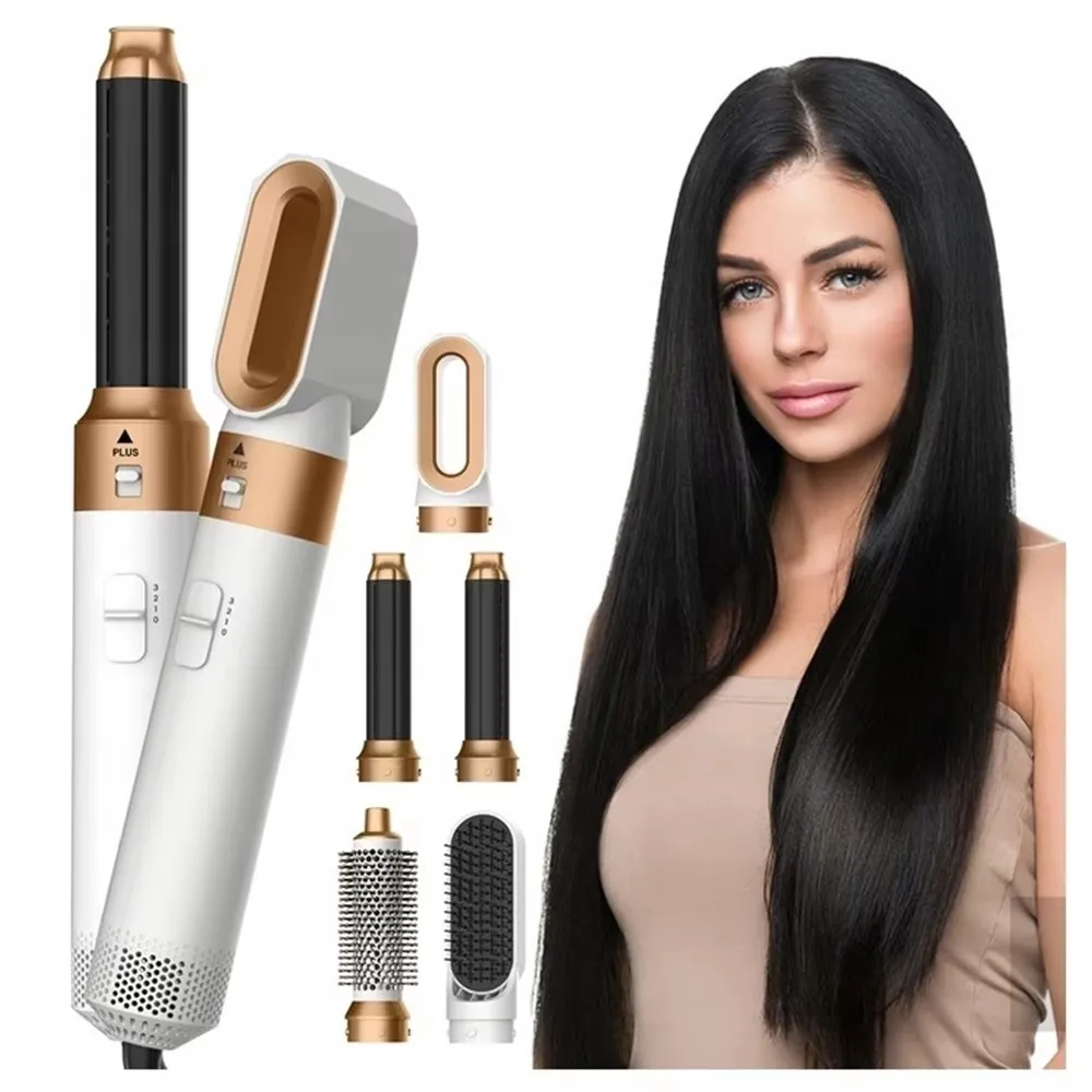 Spedizione Rapida Set Asciugacapelli 5-in-1 Strumenti Professionali per lo Styling Domestico Ferro Arricciacapelli Pettine ad Aria Calda Piastra Lisciante Multifunzionale per Salone di Parrucchiere