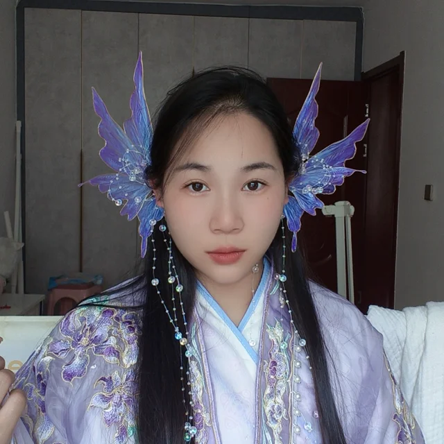 Elf Butterfly Ear Hair Crown Mermaid Headdress Hanfu Headdress Mermaid Ear Mermaid Hair Crown Accessories Flower Liquid