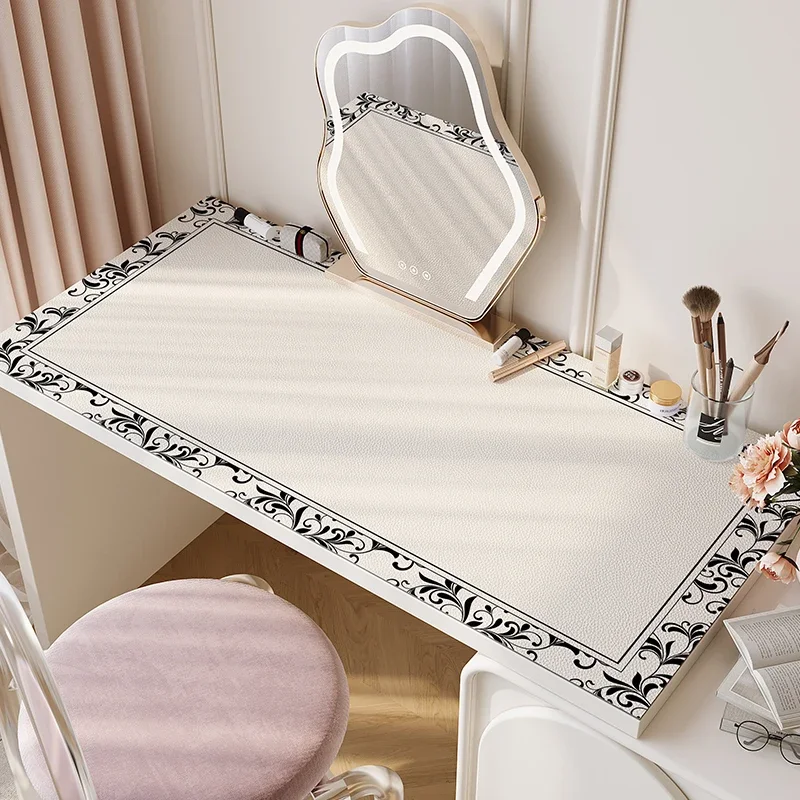 PVC Leather Waterproof Dressing Tablecloth, Soft Mat, Flower Pattern, Home Decoration, TV Cabinet Study Table Mat, Protective Pa