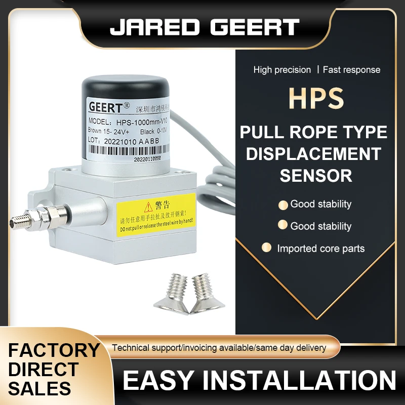 Geert-hps Pull Corda Fio Deslocamento Sensor Cabo de Alta Precisão Desenhe Fio Potenciômetro Linear Posição Sensor