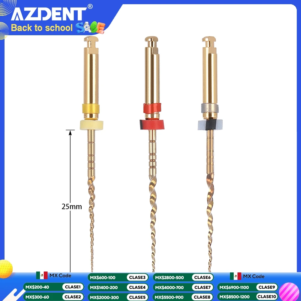 

AZDENT Dental Niti Files Endodontic Root Canal X1-X3 File 25mm for Shaping & Cleaning the Root Canal System